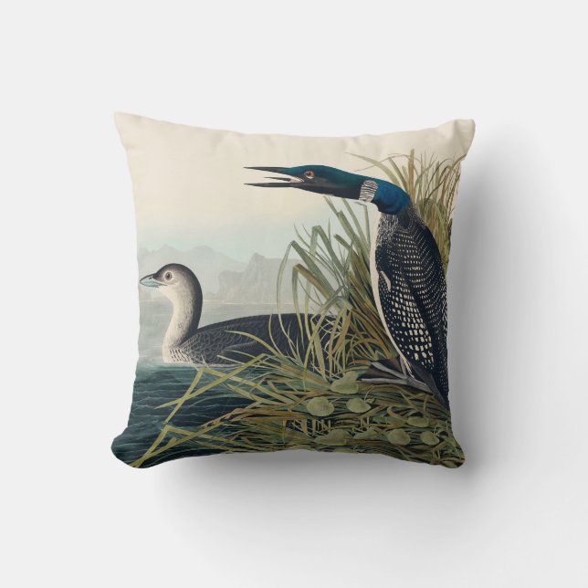 Audubon Bird Loon Diver Classic Throw Pillow (Front)