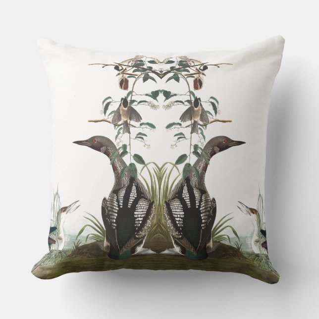 Audubon Birds Collage Wildlife Throw Pillow (Front)