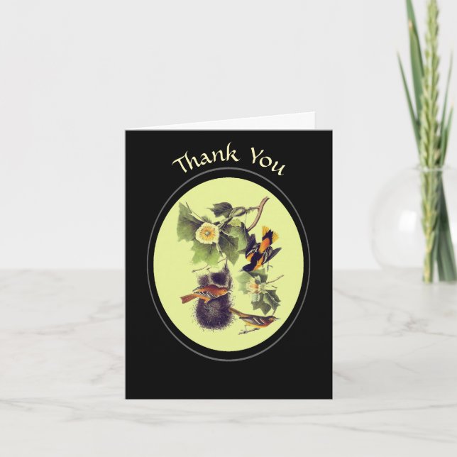 Audubon Birds Orioles Personalized Thank You Card (Front)