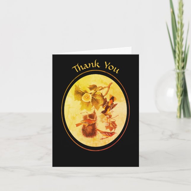 Audubon Birds Orioles Personalized Thank You Card (Front)