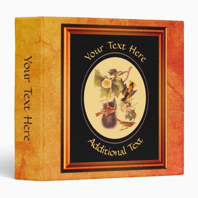 Audubon Birds Troupial Oriole Personalized 3 Ring Binder (Front/Spine)