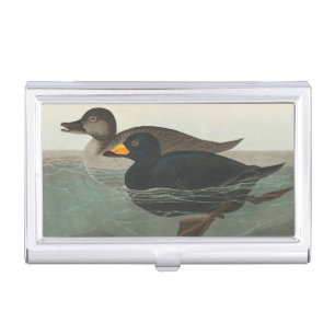 Audubon Black Scoter Print: Vintage Coastal Duck Business Card Case