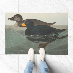 Audubon Black Scoter Print: Vintage Coastal Duck Doormat