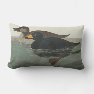 Audubon Black Scoter Print: Vintage Coastal Duck Lumbar Pillow