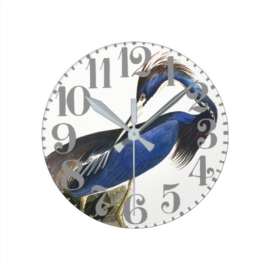 Audubon Blue Heron Bird Big Number Wall Clock | Zazzle.com