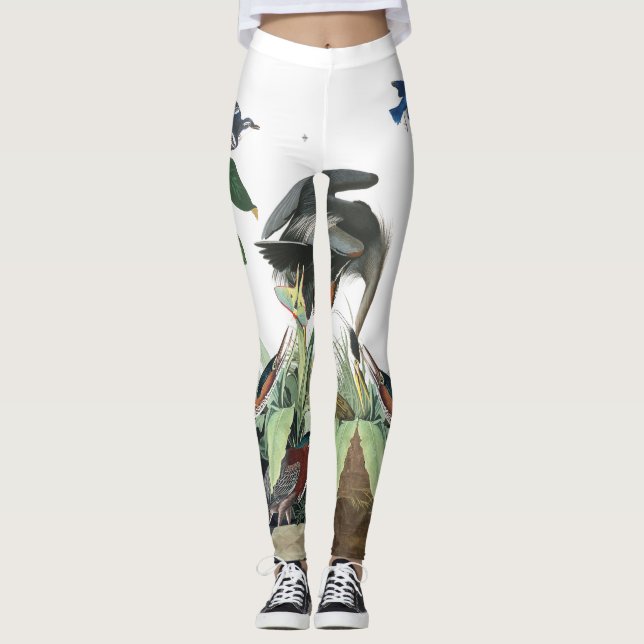 Audubon Blue Heron Loon Bluebird Bird Leggings (Front)