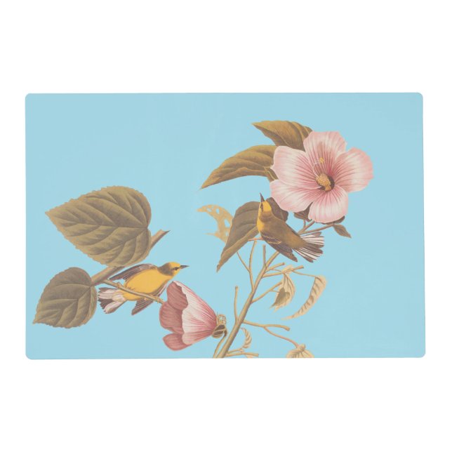 Audubon Blue Winged Yellow Warbler Bird Placemat (Front)