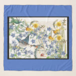 Audubon Bluebird Bird Flowers Design Chiffon Scarf<br><div class="desc">Gorgeous collage of vintage botanical fine art of Audubon Bluebird Birds and vintage Borage/Starflowers  and Daffodil/Narcissus Flowers,  with botany notes,  is on this Chiffon Scarf.  Images are public domain due to expired copyright.</div>