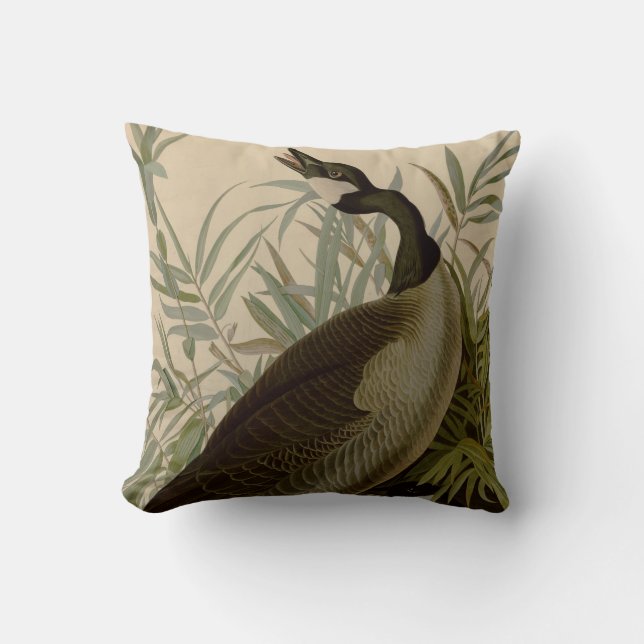 Audubon Canada Goose Wildlife Bird Throw Pillow (Front)