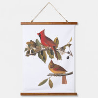 Audubon Cardinal Pair in Wild Almond Tree