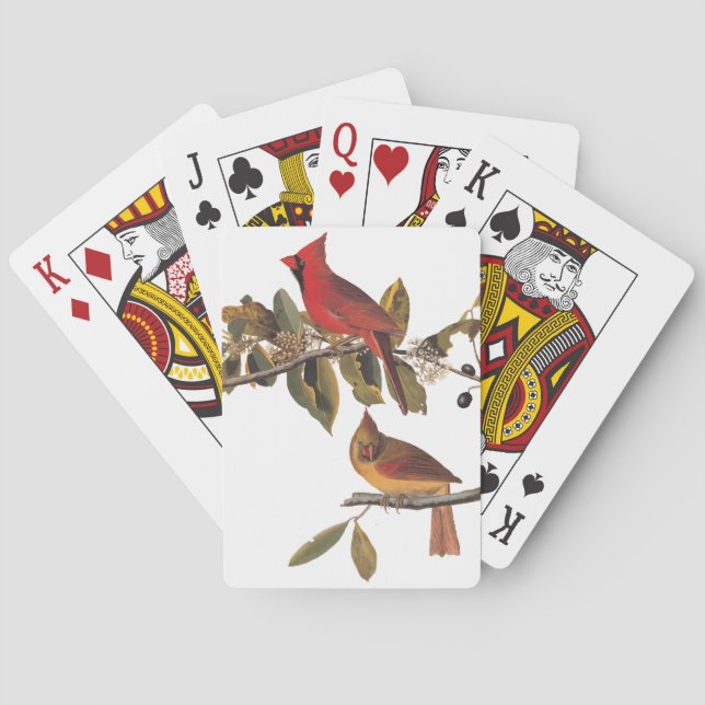Audubon Cardinal Pair in Wild Almond Tree Poker Cards (Back)