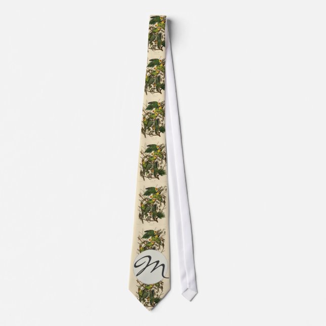 Audubon Carolina Parrot Bird illustration Neck Tie (Front)