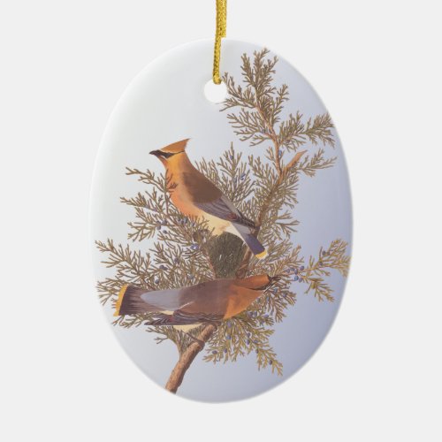 Audubon Cedar Waxwing Bird Ceramic Ornament