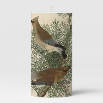 Audubon Cedar Waxwing Bird Pillar Candle by antiqueart at Zazzle