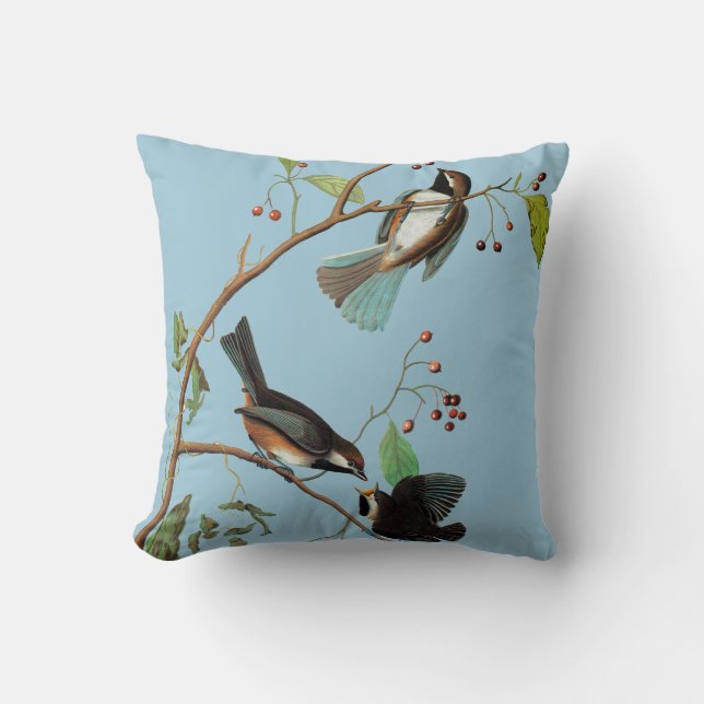 Audubon: Chickadee Throw Pillow (Front)