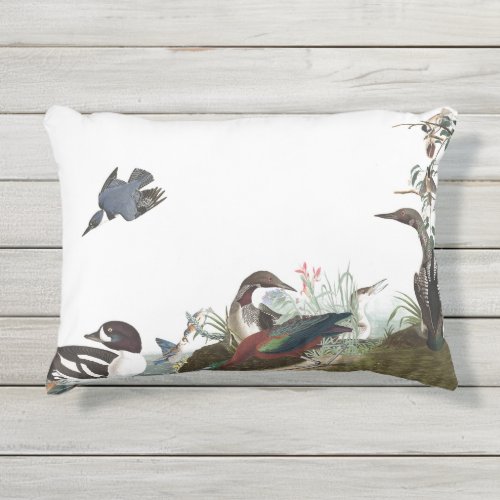 Audubon Collage Water Birds Wildlife Patio Pillow