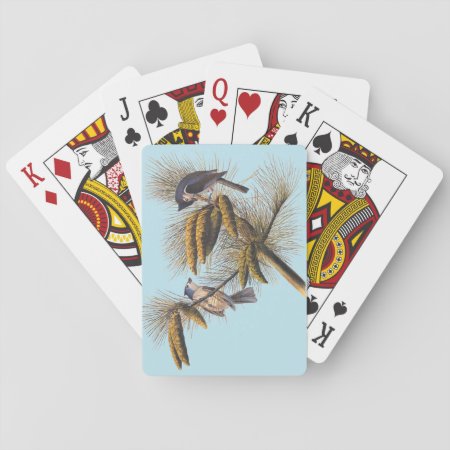 Audubon Crested Titmouse Birds In Pine Tree Playing Cards
