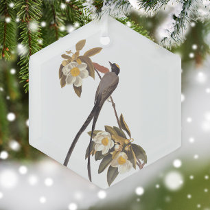 Audubon Fork-Tailed Flycatcher Bird Vintage Art Glass Ornament