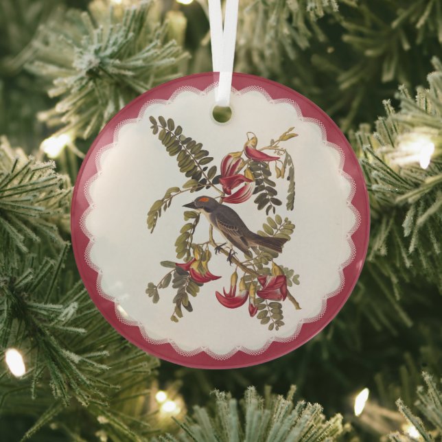 Audubon Gray Kingbird Glass Ornament (Insitu)