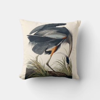 Audubon Great Blue Heron 1834 Plate CCXI Throw Pillow