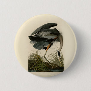 Audubon Great Blue Heron Marsh Bird Button