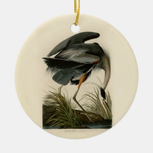 Audubon Great Blue Heron Marsh Bird Ceramic Ornament