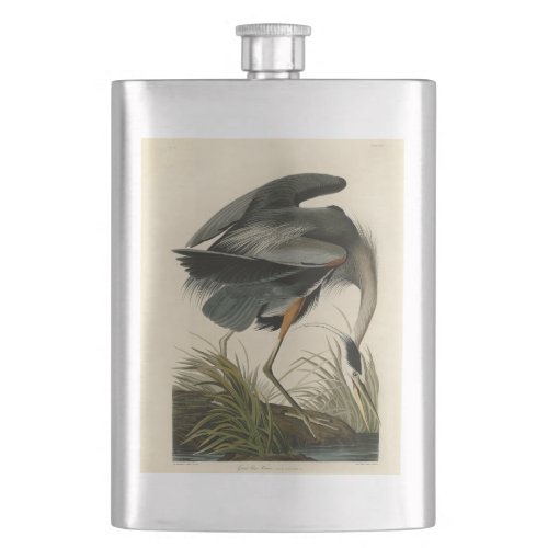 Audubon Great Blue Heron Marsh Bird Flask