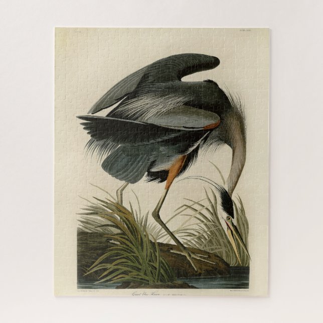 Audubon Great Blue Heron Marsh Bird Jigsaw Puzzle (Vertical)
