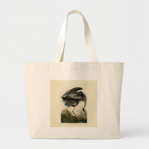 Audubon Great Blue Heron Marsh Bird Large Tote Bag
