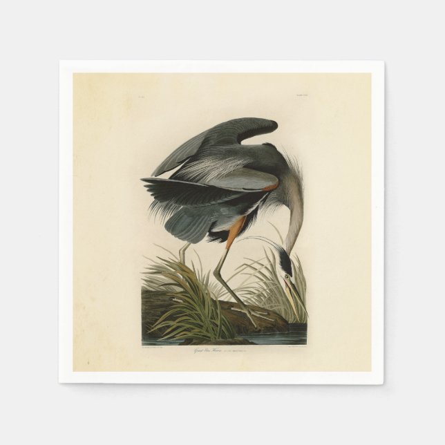 Audubon Great Blue Heron Marsh Bird Napkins (Front)