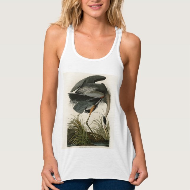 Audubon Great Blue Heron Marsh Bird Tank Top (Front)