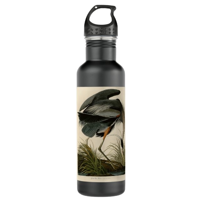 Audubon Great Blue Heron Marsh Bird Water Bottle (Front)
