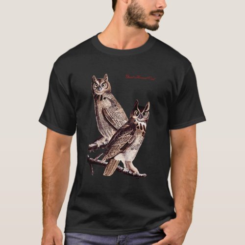Audubon Great Horned Owl North American Birds Educ T_Shirt