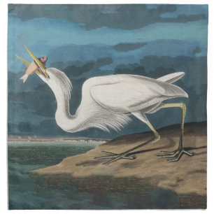 Audubon Great White Heron: Vintage Coastal Bird Cloth Napkin
