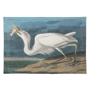 Audubon Great White Heron: Vintage Coastal Bird Cloth Placemat