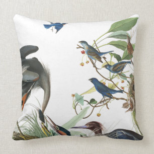 Audubon Heron Bird Wildlife Animal Throw Pillow