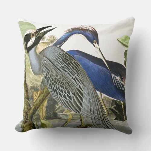 Audubon Heron Birds Collage Wildlife Throw Pillow