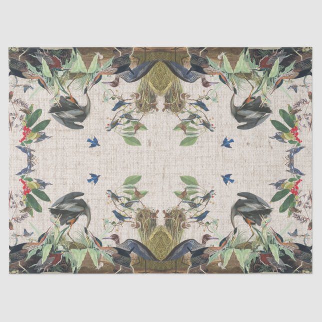 Audubon Heron Birds Collage Wildlife Tissue Paper (Front)