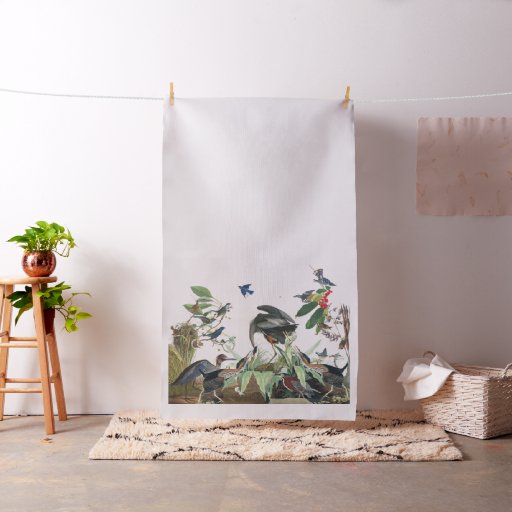 Audubon Heron Bluebird Birds Wildlife Fabric