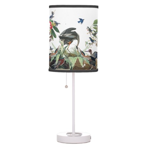 Audubon Heron Bluebird Birds Wildlife Table Lamp