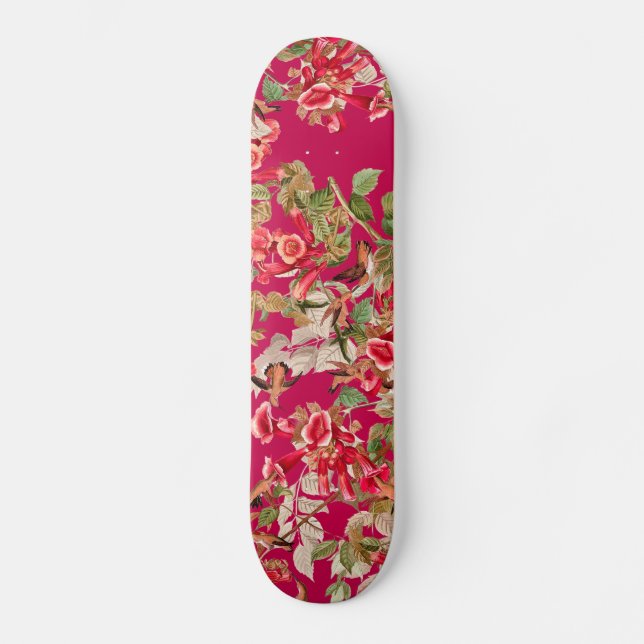 Audubon Hummingbird Birds Wildlife Flowers Floral Skateboard Deck (Front)