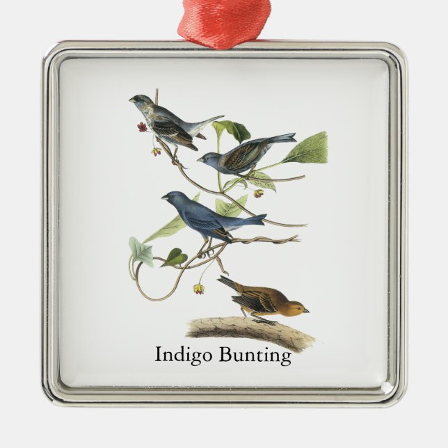 Audubon Indigo Bunting Print Metal Ornament (Front)