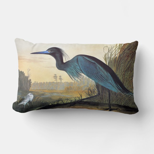 Audubon: Little Blue Heron Lumbar Pillow (Front)