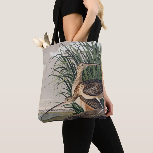 Audubon Long-Billed Curlew Bird Tote Bag (Close Up)
