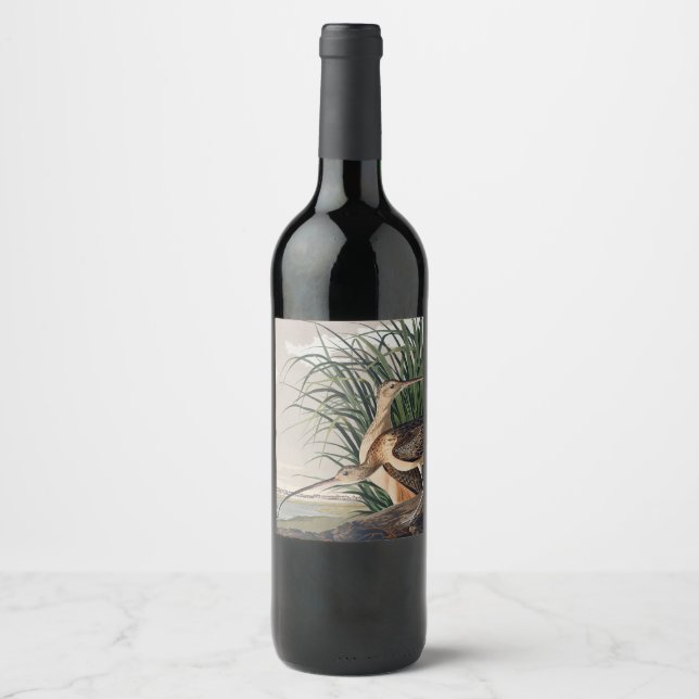 Audubon Long-Billed Curlew Bird Wine Label (Front)