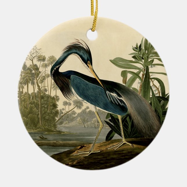 Audubon Louisiana Heron Birds America Art Ceramic Ornament (Front)