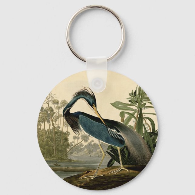 Audubon Louisiana Heron Birds America Art Keychain (Front)
