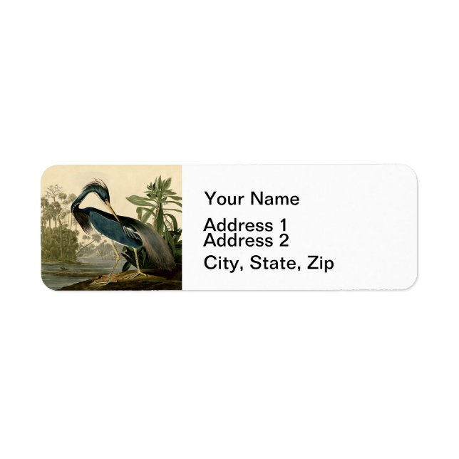 Audubon Louisiana Heron Birds America Art Label (Front)