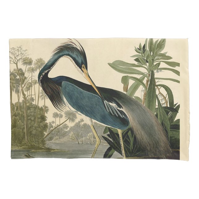 Audubon Louisiana Heron Birds America Art Pillow Case (Front)