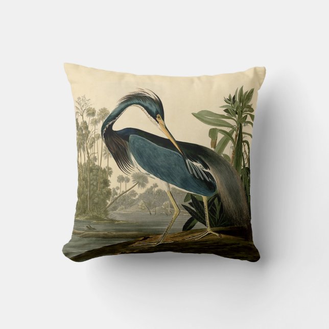 Audubon Louisiana Heron Birds America Art Throw Pillow (Front)